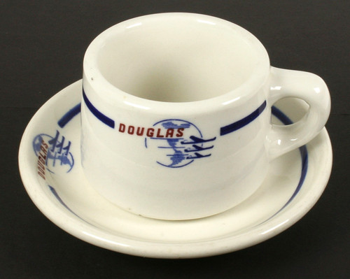 1944 & 1956 VINTAGE DOUGLAS AIRCRAFT COMPANY CUP SAUCER WALLACE CHINA DINNERWARE