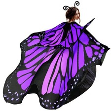 2 Pcs Double Layer Halloween Purple Monarch Butterfly Wing for Women