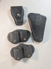Ernie Hill Dual Mag Pouches Bianchi Black Leather Holster 27 Don Hume Belt Pouch