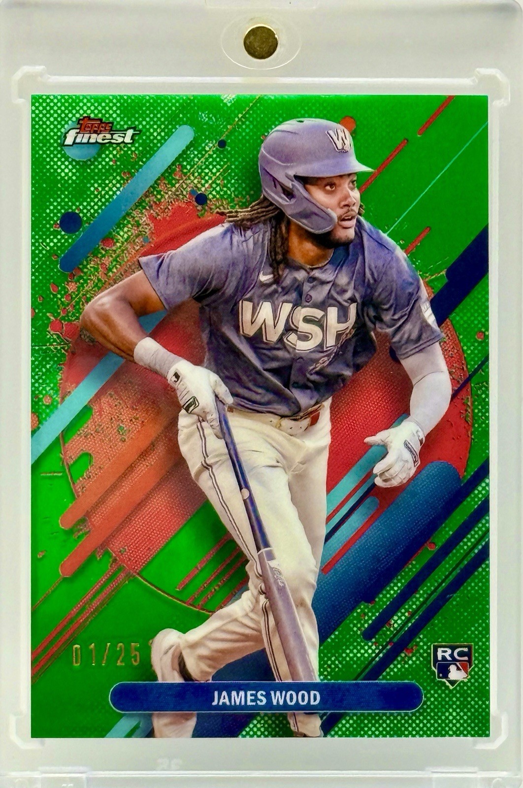 2025 Topps Finest James Wood RC #300 RARE GREEN REFRACTOR 1/25 FIRST ON PRINT