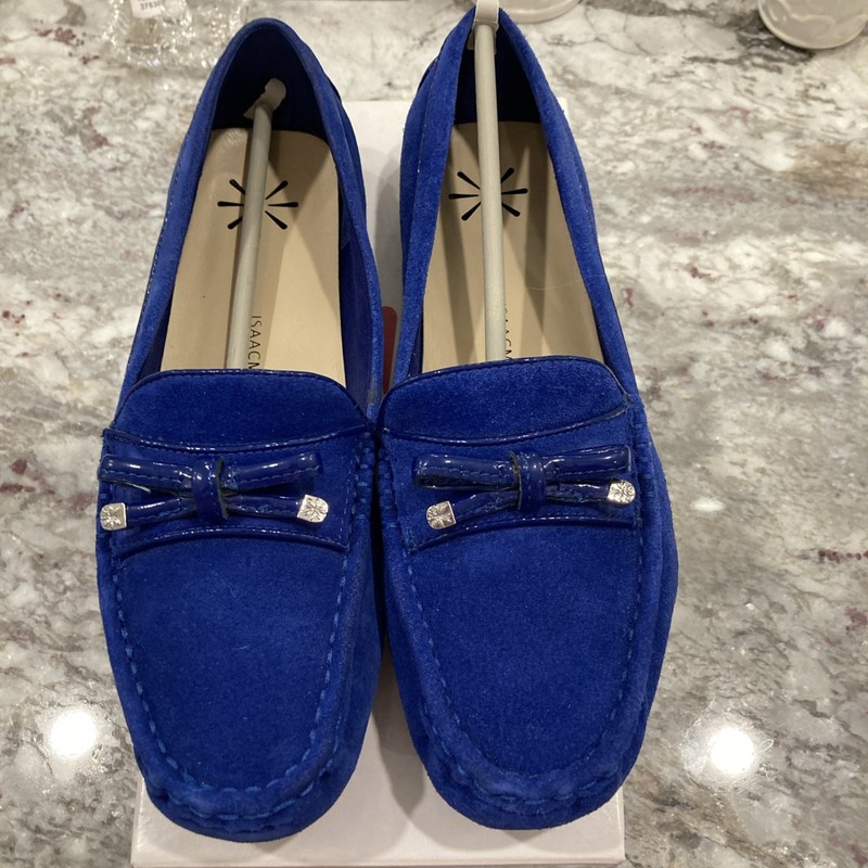 Isaac Mizrahi Live! Sz 8M Blue Suede Moccasin Slip-On Driving Shoes  Audrey 