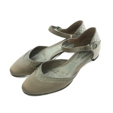 Chanel Pumps Round Toe Strap Gray Women's Size EU36.5/US6.5