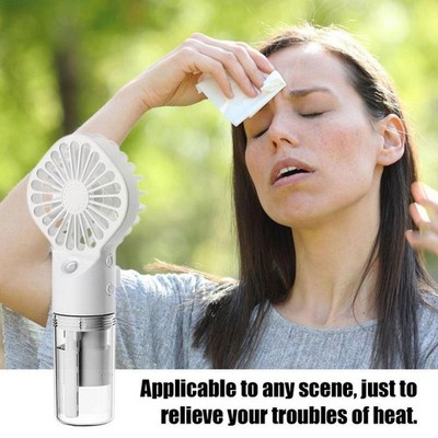 Handheld Mist Fan W/Water Humidifier Cooler Rechargeable Mini Hand Spray Fan