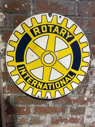 Original Vintage old  Rotary International Club 1 Sided 18" Porcelain Sign