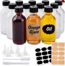 12 STK 60ml Mini Glasflaschen, Shot Gläser für Whiskey, Kleine Flaschen zum B