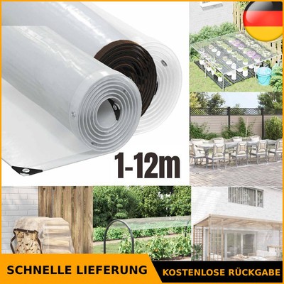 Abdeckplane Transparente Folie mit Ösen Fensterplane Garten Klare Plane 1-12m