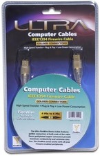 Ultra ULT31520 Golden Connectors IEEE1394 Firewire Cable 10ft 4Pin to 4Pin