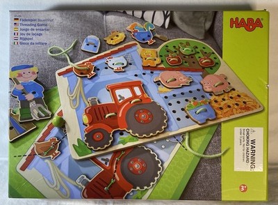 HABA Threading Game Toy Farm Tractor Wooden Lacing Preschool Fine Motor Therapy