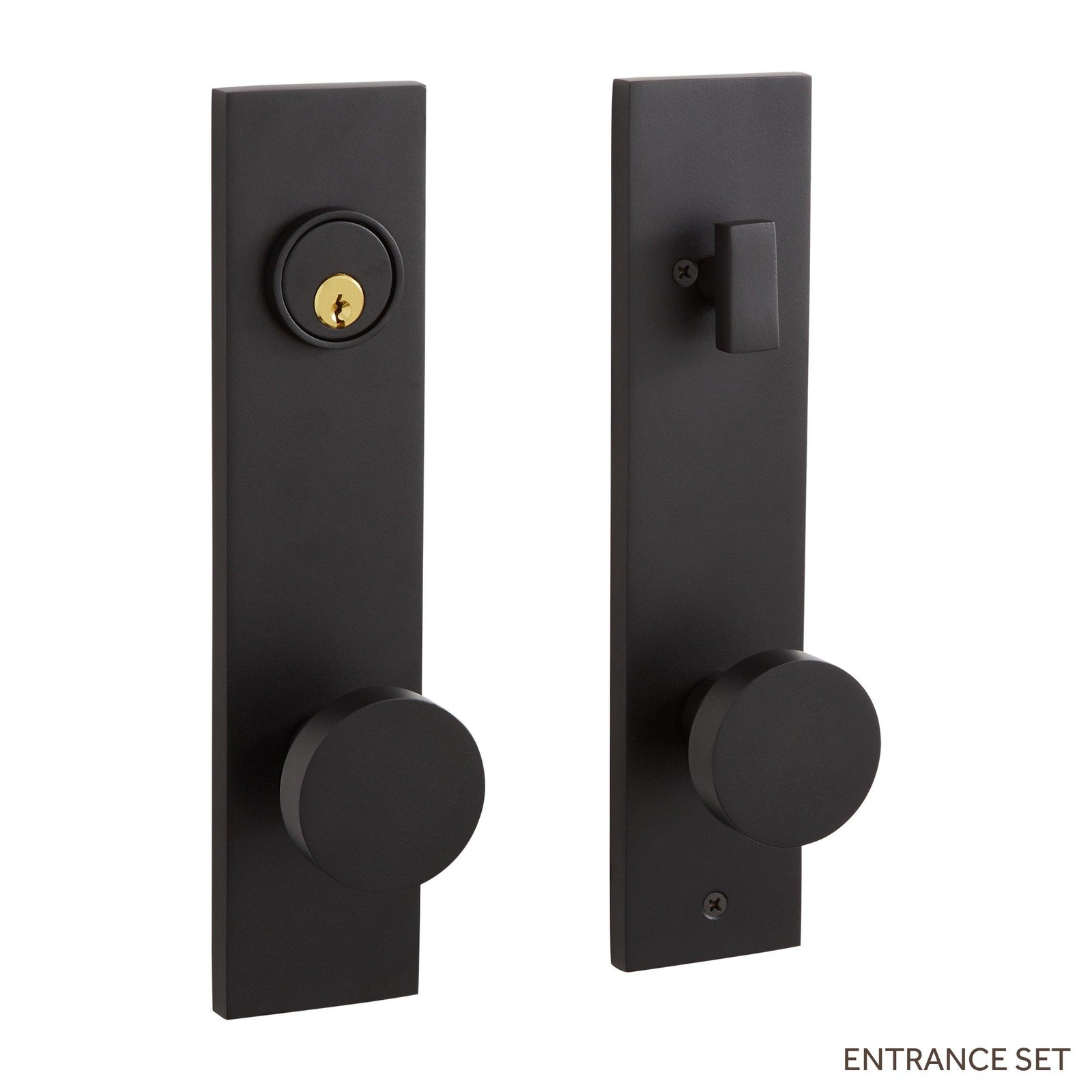 Signature Hardware SH552132SBLK Moceri Solid Brass Dummy Entrance Door Plate - 9390₽
