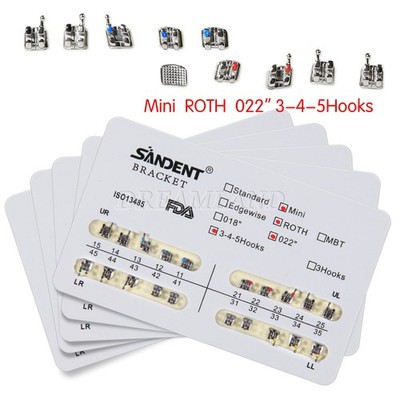 Dental Orthodont Brackets Braces Mini Roth/MBT Slot .022 Hooks 3-4-5 Mesh Base