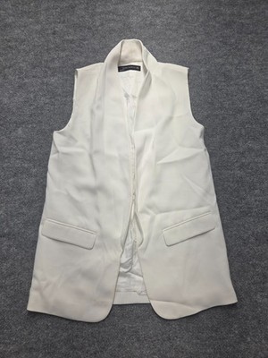 Zara Woman Blazer Vest Jacket Sz M White Professional Layering Sleeveless Coat