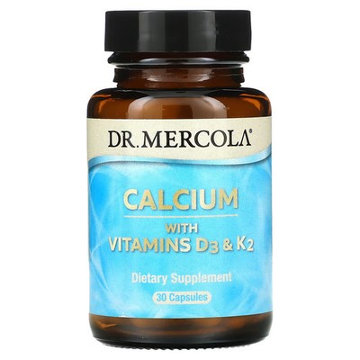 2 X Dr. Mercola, Calcium with Vitamins D3 & K2, 30 Capsules