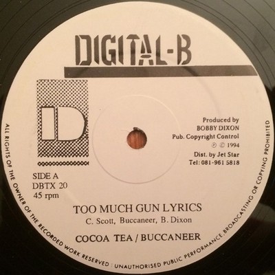 Cocoa Tea & Buccaneer - Too Much Gun Lyrics (12'')