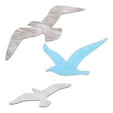 Axafazup 3 PCS Beach Room Decor, Wood Seagull Wall Art blue