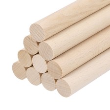 Wooden Dowel Rods, 18mm 3/4 x 6 Inch Round Wooden Rod for DIY, Pack of 10