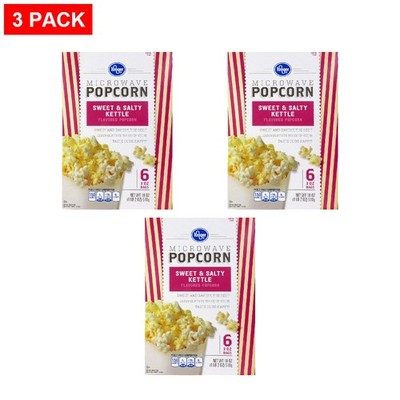 Kroger Sweet and Salty Kettle Microwave Popcorn 6 ct / 3 oz - Pack of 3