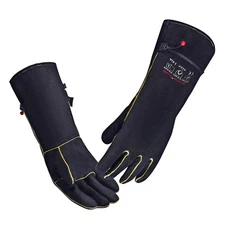 932℉ Leather Welding Gloves for Women Man, Heat Resistant Fire Long Sleeve Gl...