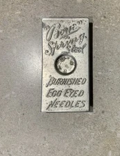 Vintage Boye Spring Steel Burnished Egg Eyed Needles Metal Box Container