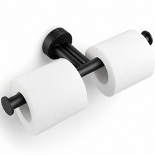 Double Toilet Paper Holder Wall Mount 304 Stainless Steel 2 Roll Black