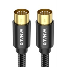 Black MIDI Cable Male To Male 5Pin Compatible Keyboard Synth 10 Feet/3M