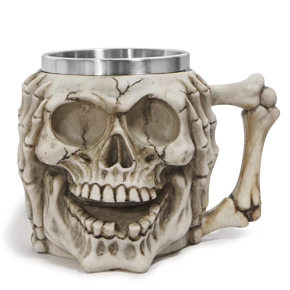 Taza de café calavera gótica - Vajilla de Navidad con base de resina espeluznante decoración del hogar Foto 3 de 4