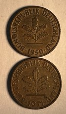 2 10 Pfennig German Coins 1 1950 & 1 1971