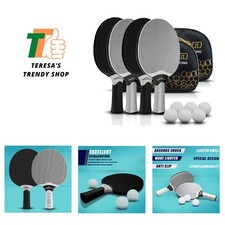 Table Tennis Rackets Set,Professional Ping Pong Paddle Set for 4 Players, Com...