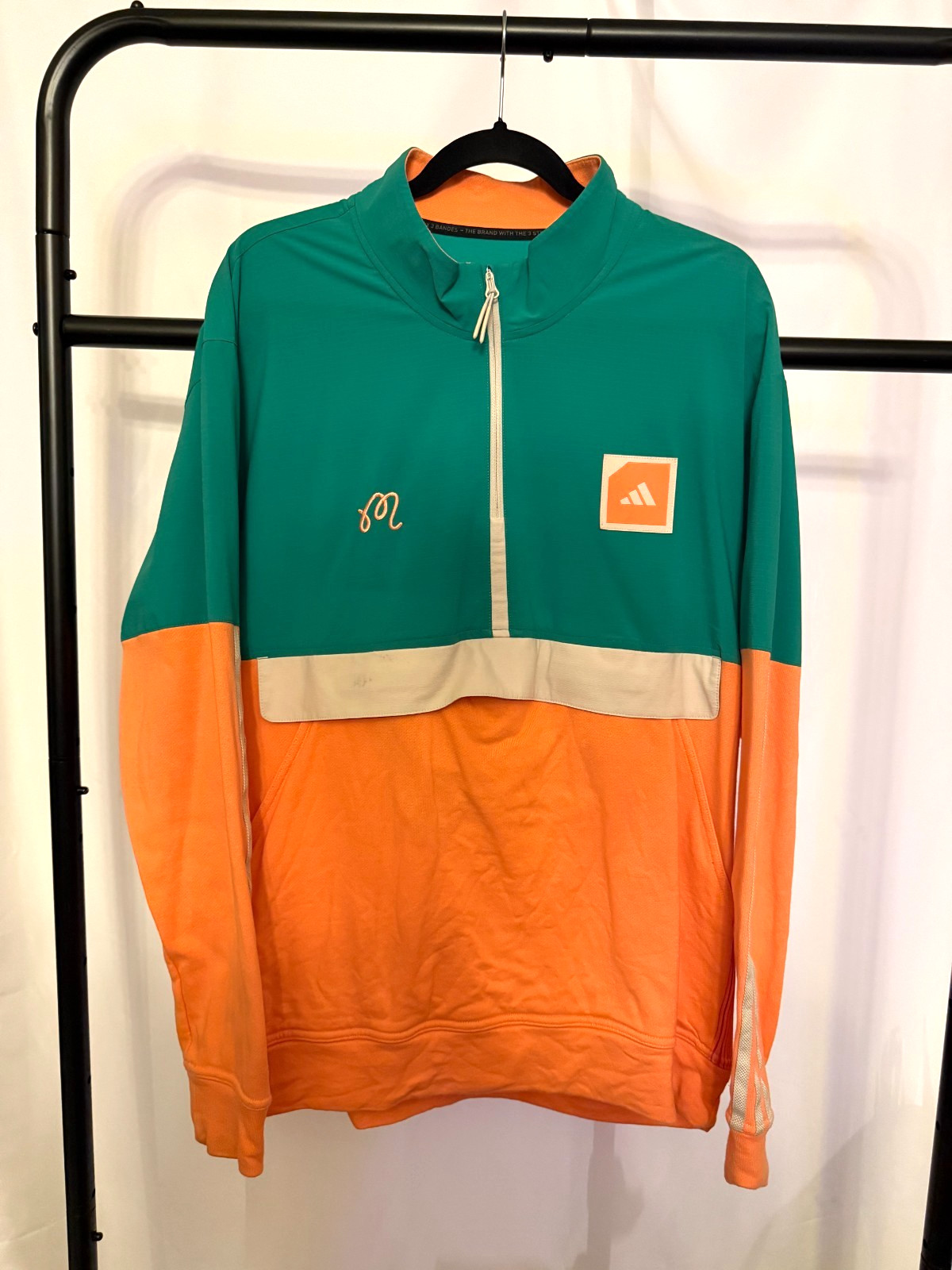 Adidas Malbon Golf Wind Shirt Quarter Zip Pullover Ejacket Hoodie Retro