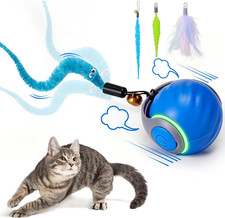 Interactive Cat Toy Ball Rechargeable Moving Pet Enrichment Toy Blue