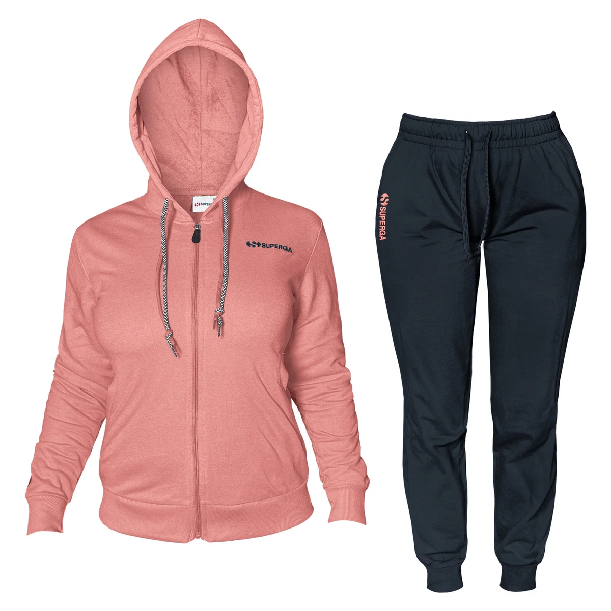Generico Donna Tuta Sportiva Set Tuta Sportiva Set Cotone Maniche Lunghe Felpa con Cappuccio E Jogging Pantaloni per Jogging Yoga Sportiva Casual Completo Tuta Donna