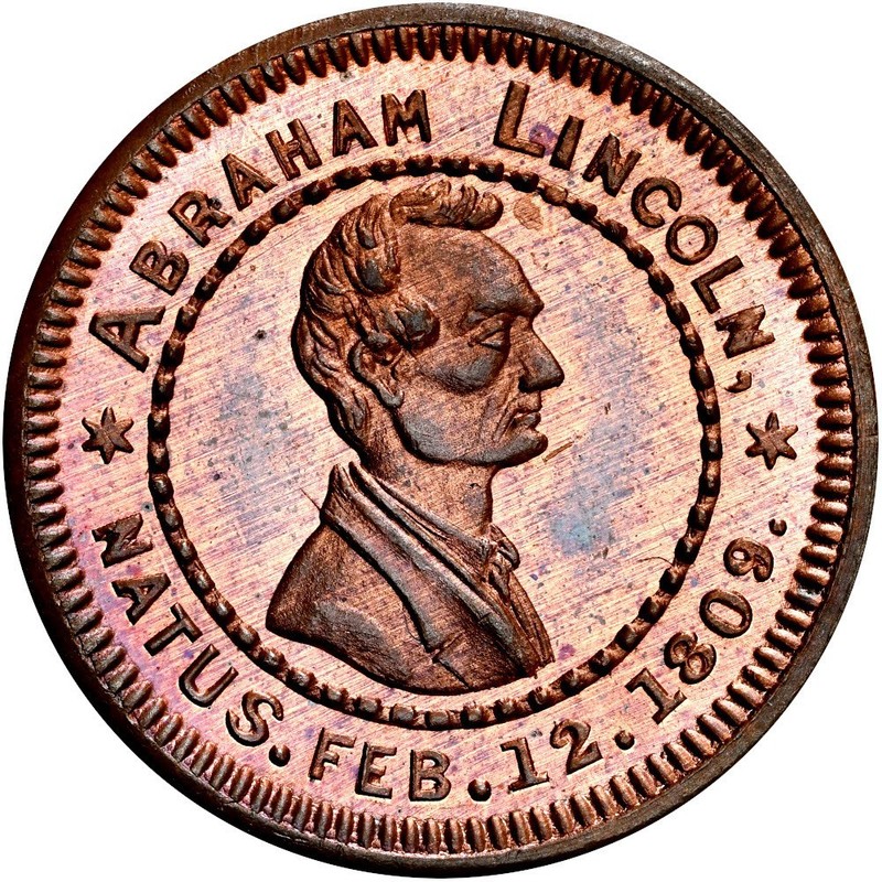 New York City Merchant Token Abraham Lincoln Robbins Royce & Hard NGC MS67 RB