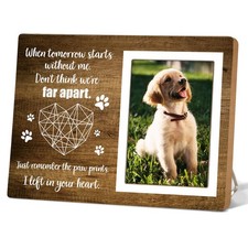 Dog Memorial Picture Frame,Pet Wooden Memorial Gifts Picture Frame for Loss o...