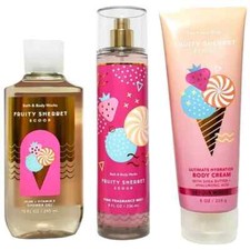 BATH BODY Works FRUITY SHERBET SCOOP Mist Body Spray Shower Gel Lotion 3pc Set