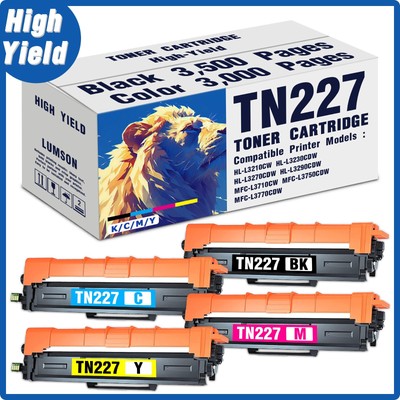 TN227 4PK High Yield Toner Set TN227(BK/C/M/Y) for Brother MFC-L3750CDW BK/C/M/Y
