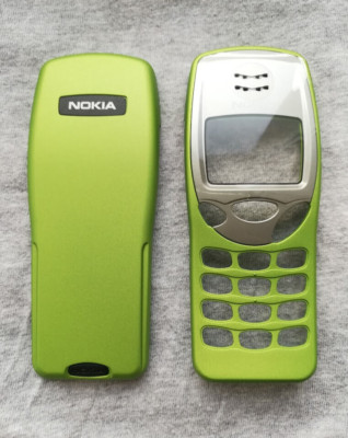 Original Nokia 3210 Xpress-on Cover - grün green metallic, Oberschale Front Back