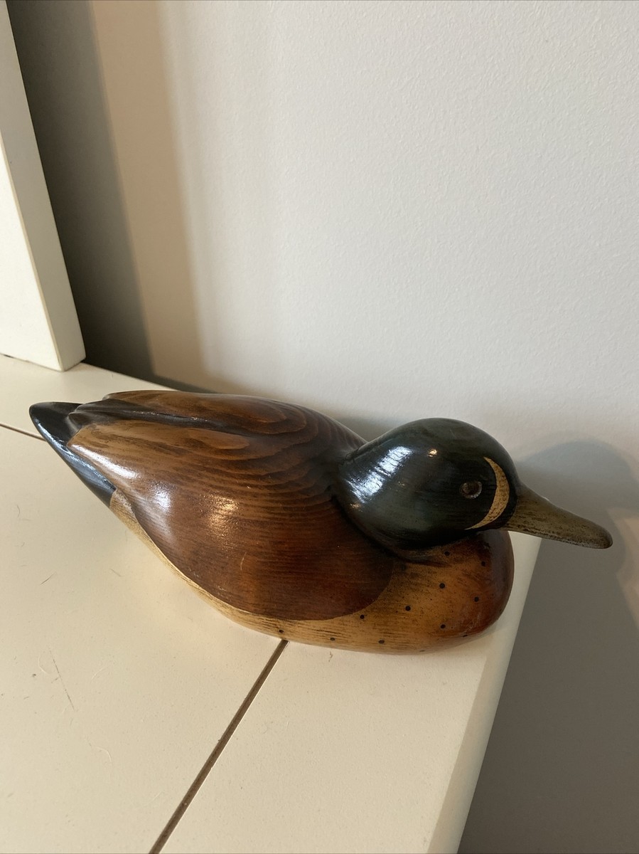 Vintage Signed Michael Wilson Hand Carved Duck Decoy Dated 1986