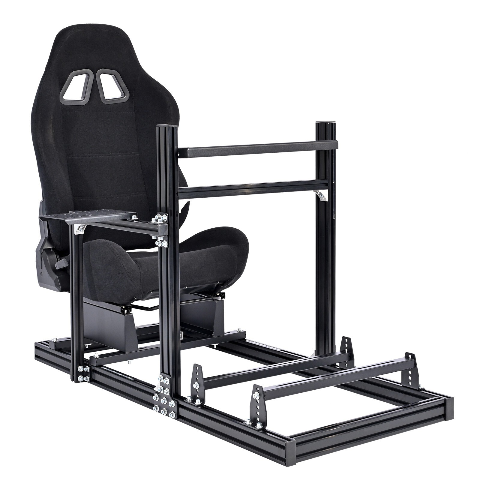 Marada Racing Sim Cockpit with Black Seat Aluminium Racing Stand for Logitech