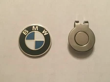 (1) BMW 1" Flat Coin Style Golf Marker W/ Bonus Hat Clip - Quality Made!