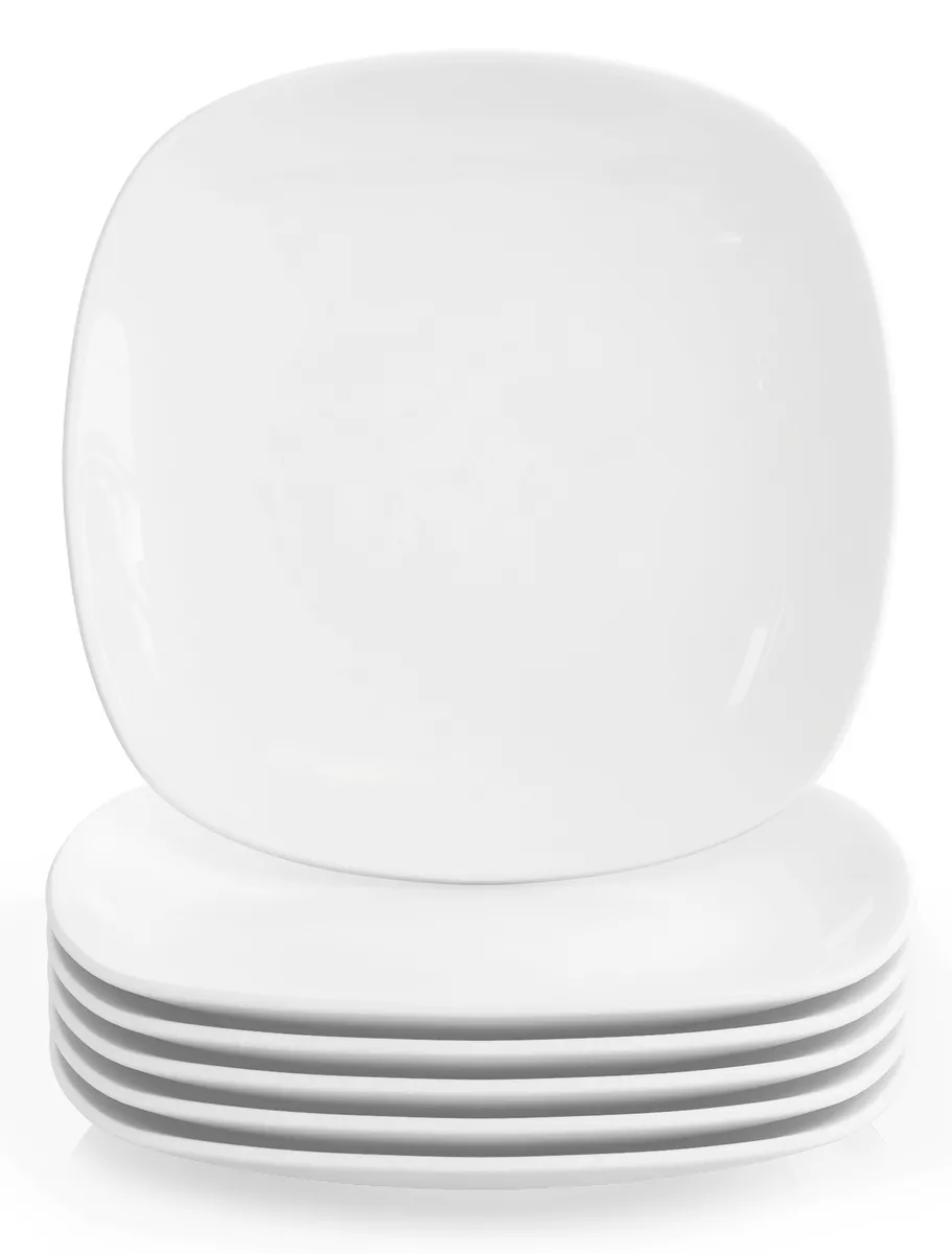 MALACASA Series Elisa 6-Piece 9.75 in. White Dinner Plate Round