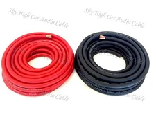 50 ft 4 Gauge AWG 25' BLACK / 25' RED Power Ground Wire Sky High Car Audio