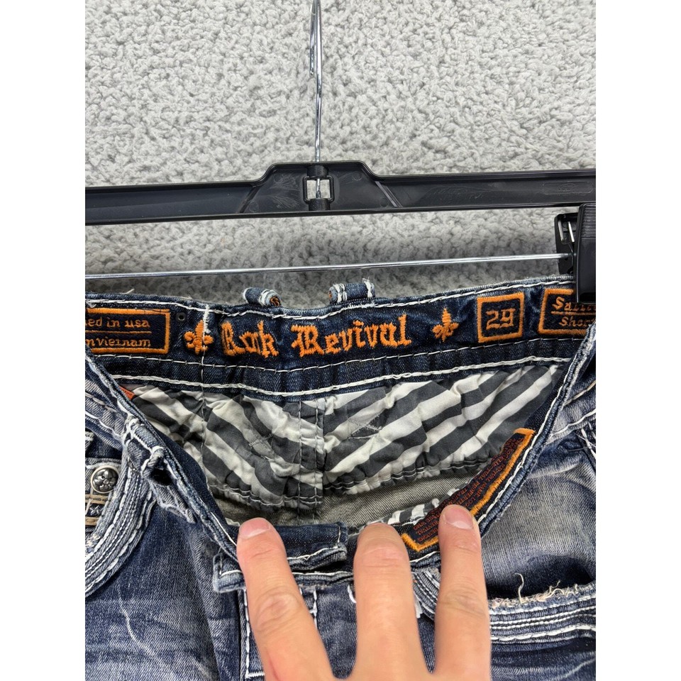 Rock Revival Distressed Denim Jeans Shorts Mens 29 Blue Wash Saffron NEW W/TAG eBay