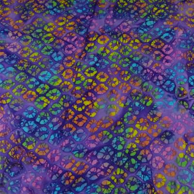 Kiss the sky Batik, Multicolor Lips on Purple, Cotton Per 12''Lx 44''W or Per Yd