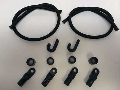 Kayak Paddle Keeper Kit 2 14'' Leash 2 J Hook 4 Bungee Cord & Sleeve Canoe Marine