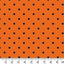 FAT QUARTER HALLOWEEN BLACK POLKA DOTS ON ORANGE by David Textiles