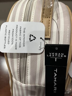 NWT Tahari Cream Backpack Structured Design Tahari NWT Sand/Beige Striped Logo Mini Backpack Vegan  main image 4