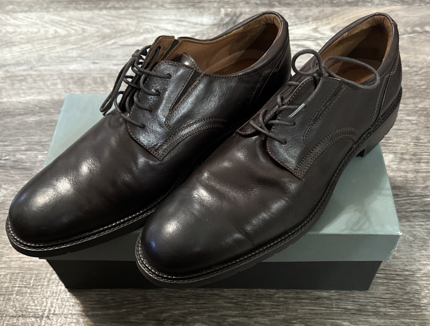 SAOLA Scarpe Johnston & Murphy Kennard da uomo 12M marroni in pelle punta piatta