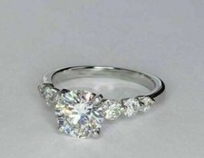1.88Ct White Round CZ Engagement Wedding Ring In Solid 925 Sterling Silver