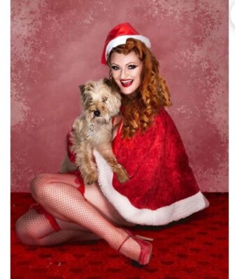 Set 3x Postkarten Pin Up Sexy Santa Weihnachten Xmas Rothaariges Mädchen süß Welpe 