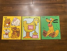 Lot of 3 Vintage Playskool Wooden Puzzles PLUTO BIG BIRD