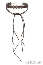 Adjustable 2 Layer Brown Faux Leather Chokers